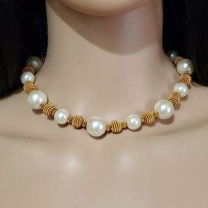 NWOT Anne Klein Retired Gold Pearl Necklace